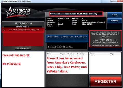 jackpot freerolls open tourney password acr